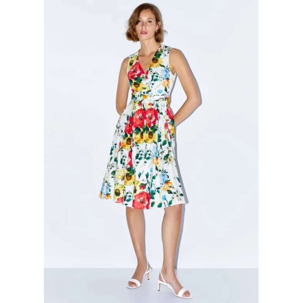 Zara Floral‎ Print Midi Dress Multicolored D1